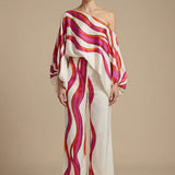 Off-Shoulder Printed Top & Wide Leg Pants Set