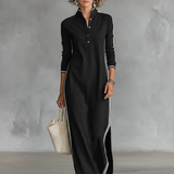 Trimmed Button-Down Maxi Dress