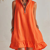 Vibrant Half-Zip Mini Dress