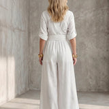 Cross-Front Wide-Leg Jumpsuit