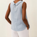Women's Sleeveless Roll Collar Top