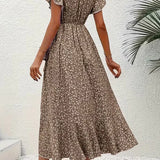Floral Asymmetrical V-Neck Dress