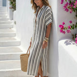 Button-Front Midi Dress