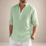 Men's Stand Collar Long Sleeve Shirt