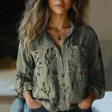 Vintage Print Button-Front Blouse