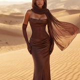 Strapless Satin Maxi Dress