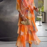 Floral Tiered Chiffon Maxi Dress