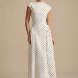 Polka Dot Round Neck Maxi Dress