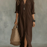 Button-Front Maxi Dress