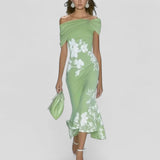 Off-Shoulder Floral Midi Dress