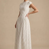 Polka Dot Round Neck Maxi Dress