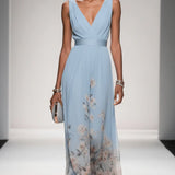 V-Neck Floral Maxi Dress
