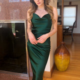 Cowl Neck Satin Midi Dress