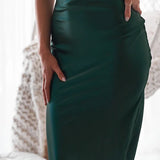 Cowl Neck Satin Midi Dress