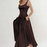 A-Line Ankle Length Halter Bridesmaid Dress