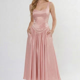 A-Line Ankle Length Halter Bridesmaid Dress