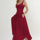 A-Line Ankle Length Halter Bridesmaid Dress