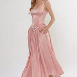A-Line Ankle Length Halter Bridesmaid Dress