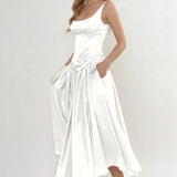 A-Line Ankle Length Halter Bridesmaid Dress