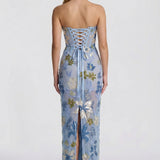 Women's Sheath Floral Overlay Wedding Guest Maxi Dress