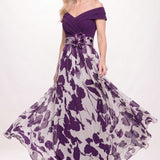 A-Line Floral Print Maxi Mother of the Bride Dress