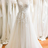 A-Line Floor Length Floral Overlay Wedding Dress