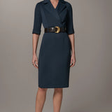Belted Notched Lapel Blazer Dress