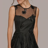 Sleeveless Beaded Midi Gown