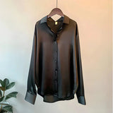Long Sleeve Satin Shirt Blouse