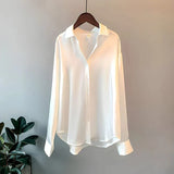 Long Sleeve Satin Shirt Blouse