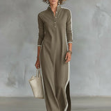 Trimmed Button-Down Maxi Dress