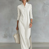 Trimmed Button-Down Maxi Dress