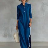Trimmed Button-Down Maxi Dress