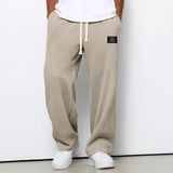 Textured Drawstring Straight Pants