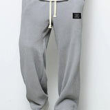 Textured Drawstring Straight Pants