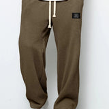 Textured Drawstring Straight Pants