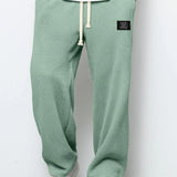 Textured Drawstring Straight Pants