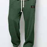 Textured Drawstring Straight Pants