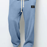 Textured Drawstring Straight Pants