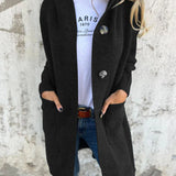 Long Button-Front Cardigan
