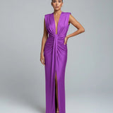 Deep V Neck Sleeveless Maxi Dress