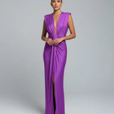Deep V Neck Sleeveless Maxi Dress