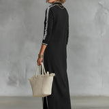 Trimmed Button-Down Maxi Dress