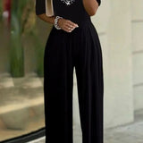 Rhinestone Cold Shoulder Jumpsuit