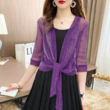Sheer Tie-Front Cardigan