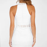 High Neck Lace A-Line Mini