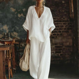 Relaxed V-Neck Pants Set