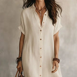 Short-Sleeve Button-Down Midi