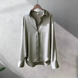 Long Sleeve Satin Shirt Blouse