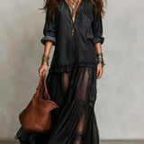 Button-Front Layered Maxi